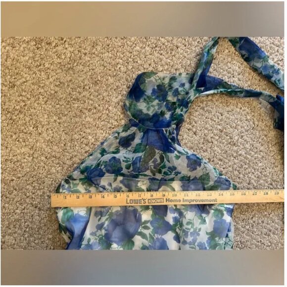 Anthropologie BHLDN Kendall High-Neck Scarf Floral Organza Maxi Dress size S - Picture 8 of 15
